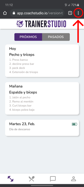 Menú de Chrome