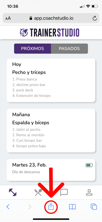 Botón compartir en Safari